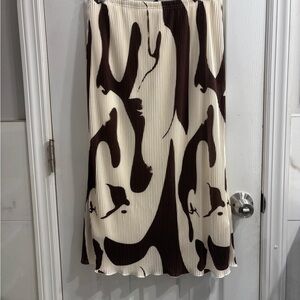 Brown and Cream Women's Skirt